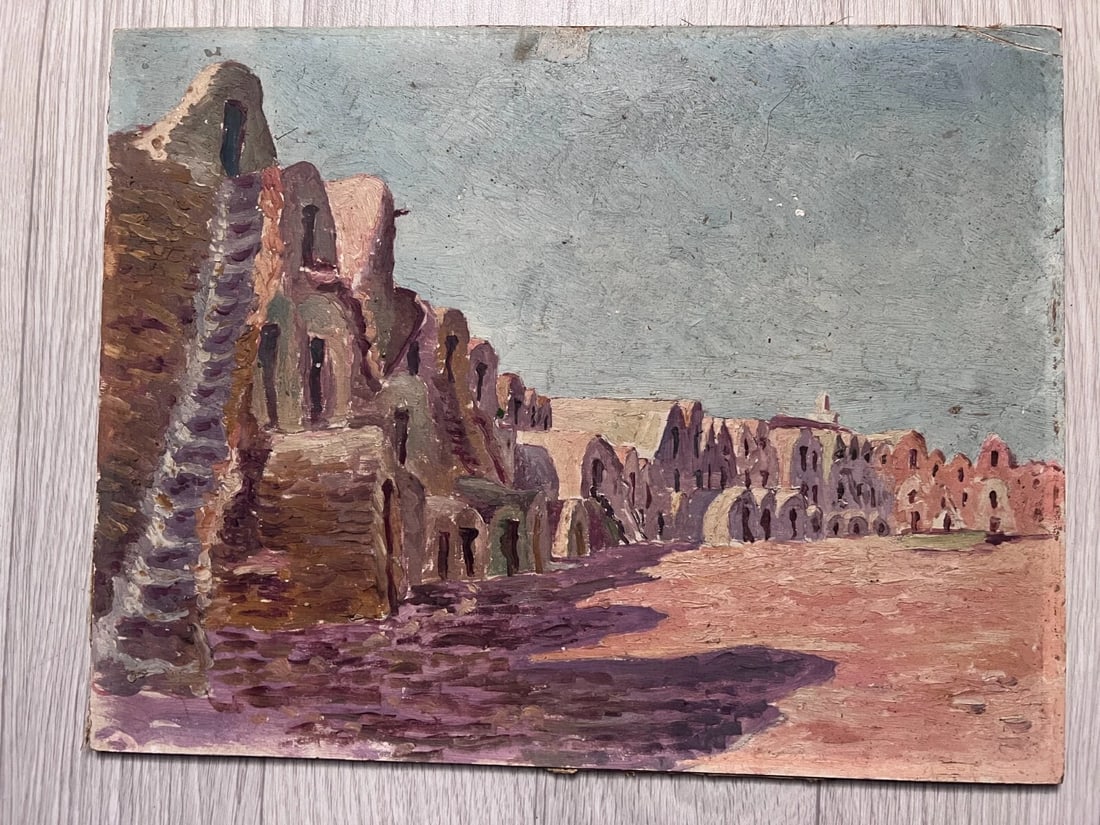 Antique Old Original Orientalist Painting Landscape - 2