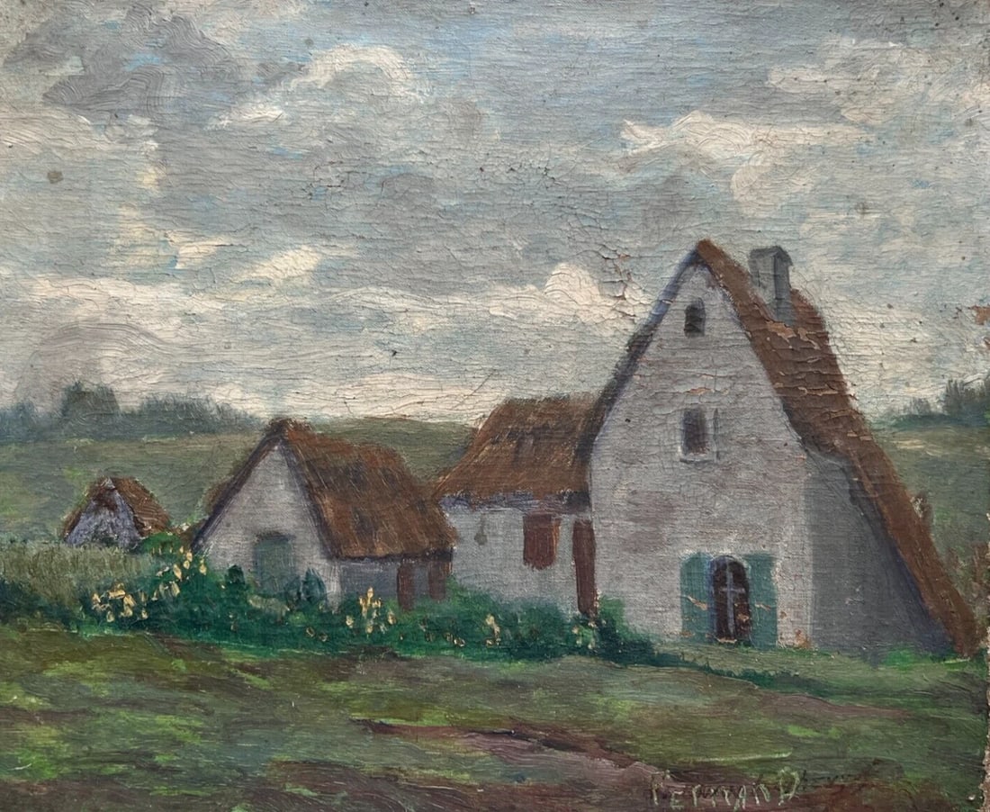 Fernand LEY (1879-1938) Houses Landscape - Antique Original Oil Painting: Title: Fernand LEY (1879-1938) Houses Landscape - Antique Original Oil Painting Description: Oil on canvas 27 x 22 cm damages (see pictures) Reserve: $150.00 Shipping: Domestic: Flat-rate o