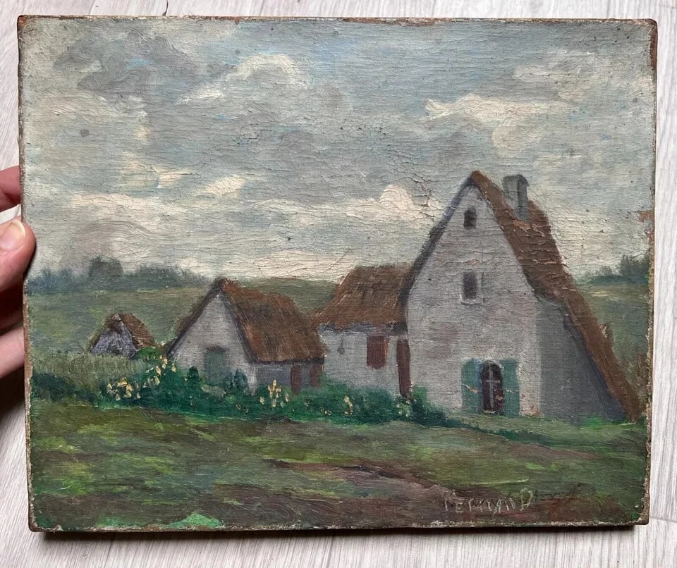 Fernand LEY (1879-1938) Houses Landscape - Antique Original Oil Painting - 2