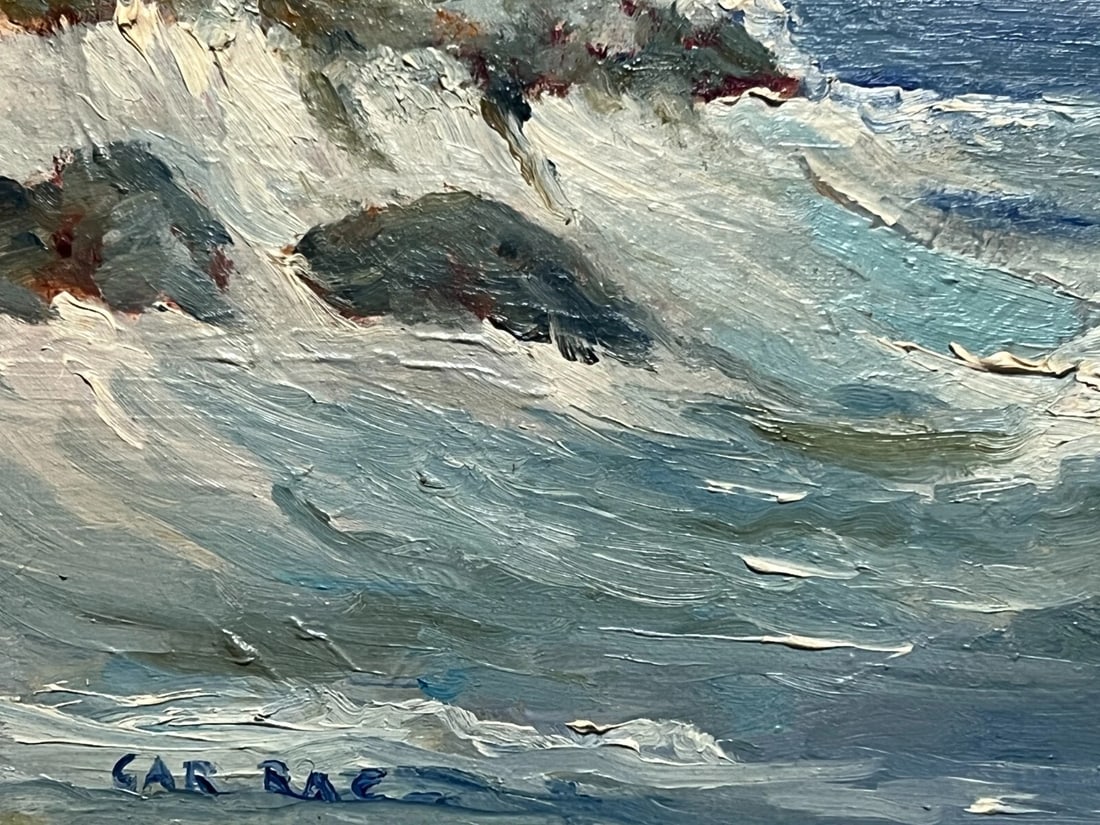 Landscape, Maritime, Boats, Sea, Waves - Antique Original Painting signed - 7