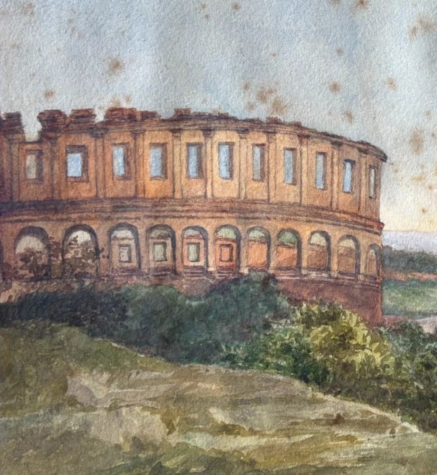 Antique Oil Original Painting signed Italian Landscape, Coliseum - 3