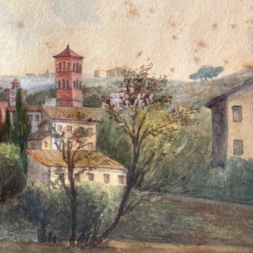 Antique Oil Original Painting signed Italian Landscape, Coliseum - 4