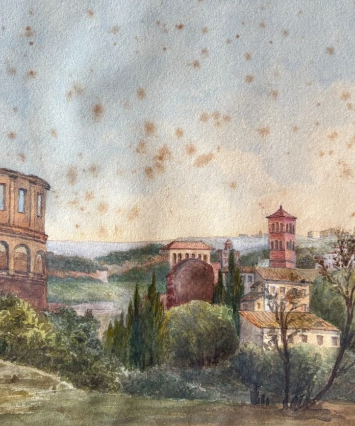 Antique Oil Original Painting signed Italian Landscape, Coliseum - 5