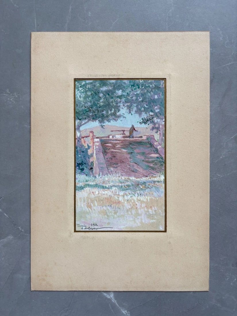 Landscape, Tunisia, Man - Antique Original Painting signed - 7