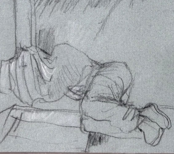 Contemporary Drawing Original New-York, People, Men signed 98 - 4