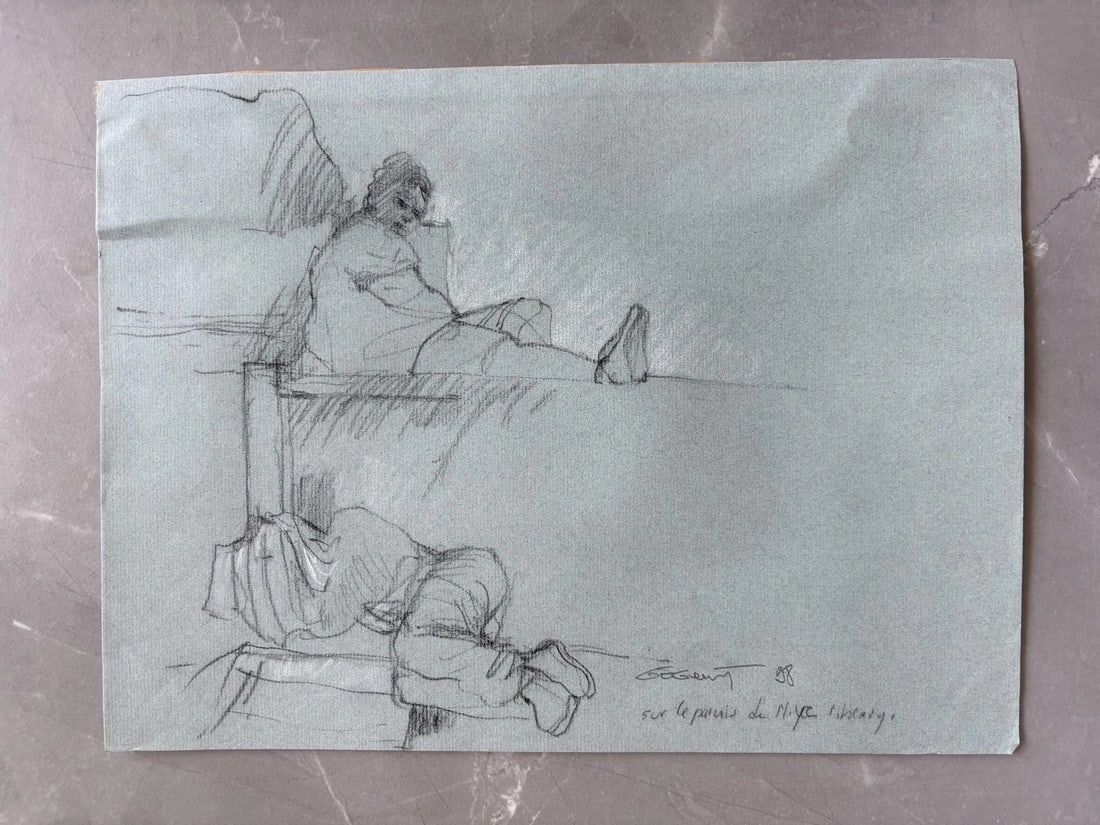 Contemporary Drawing Original New-York, People, Men signed 98 - 7