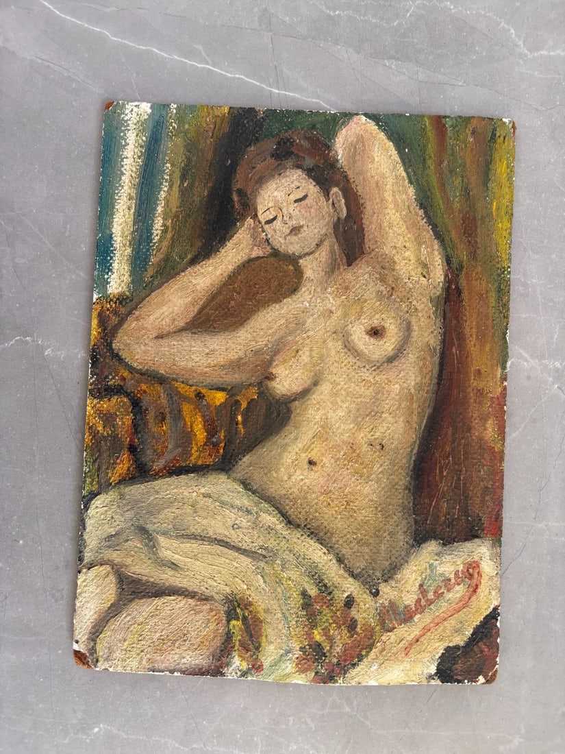 Antique Original Painting Portrait, Woman, Figure - 6