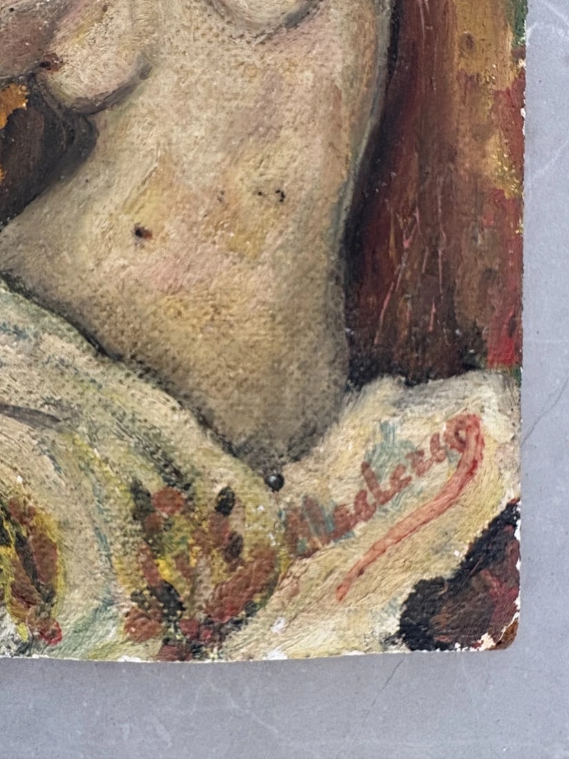 Antique Original Painting Portrait, Woman, Figure - 7