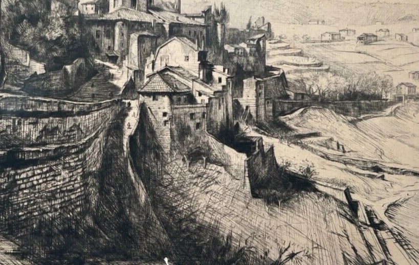 Etching Original Pierre Louis MOREAU (1876-1960) Le Château d'Aubenas (Ardèche) - 5