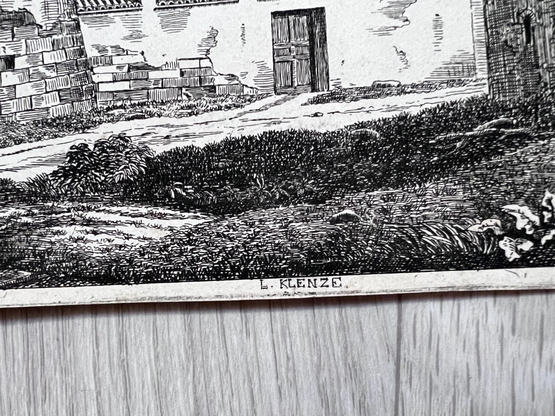 Antique Etching Original Leo VON KLENZE (1784-1864) Landscape, House, Trees - 8