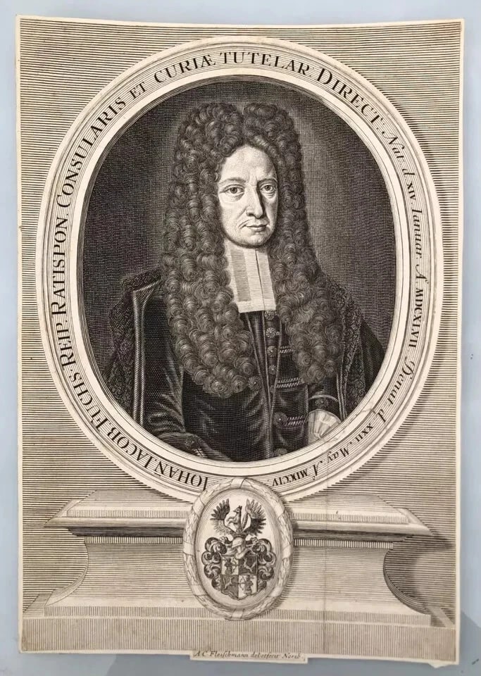 Antique Etching Original Man Portrait, Johann Jacob Fuchs - 6