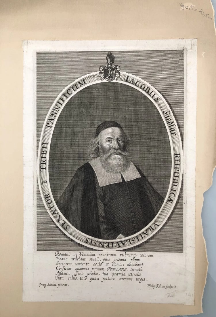 Antique Etching Original Man Portrait, Georg II SCHULTZ (1622-1677) Lacobus Fied - 2
