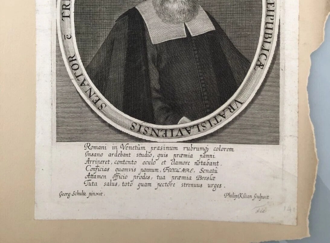 Antique Etching Original Man Portrait, Georg II SCHULTZ (1622-1677) Lacobus Fied - 7