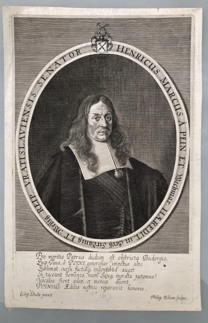 Man Portrait, Henricus Marcus, Georg Schultz Antique Etching Original - 8