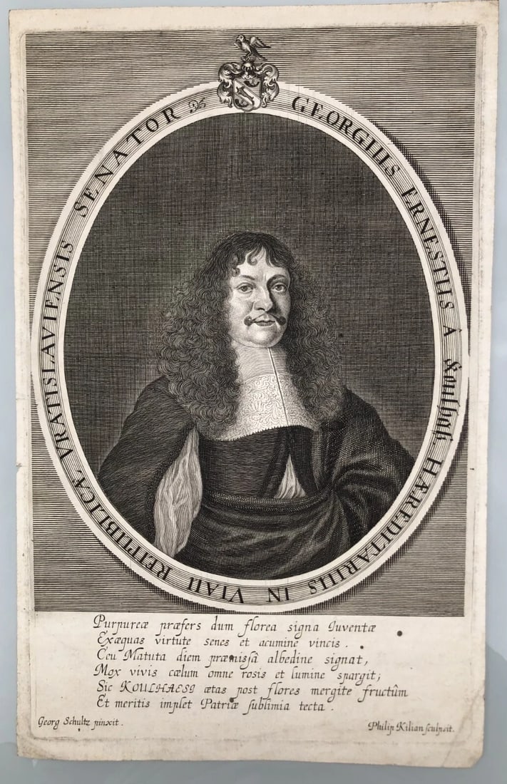 Man Portrait, Georgius Ernestus, Georg Schultz Antique Etching Original - 2