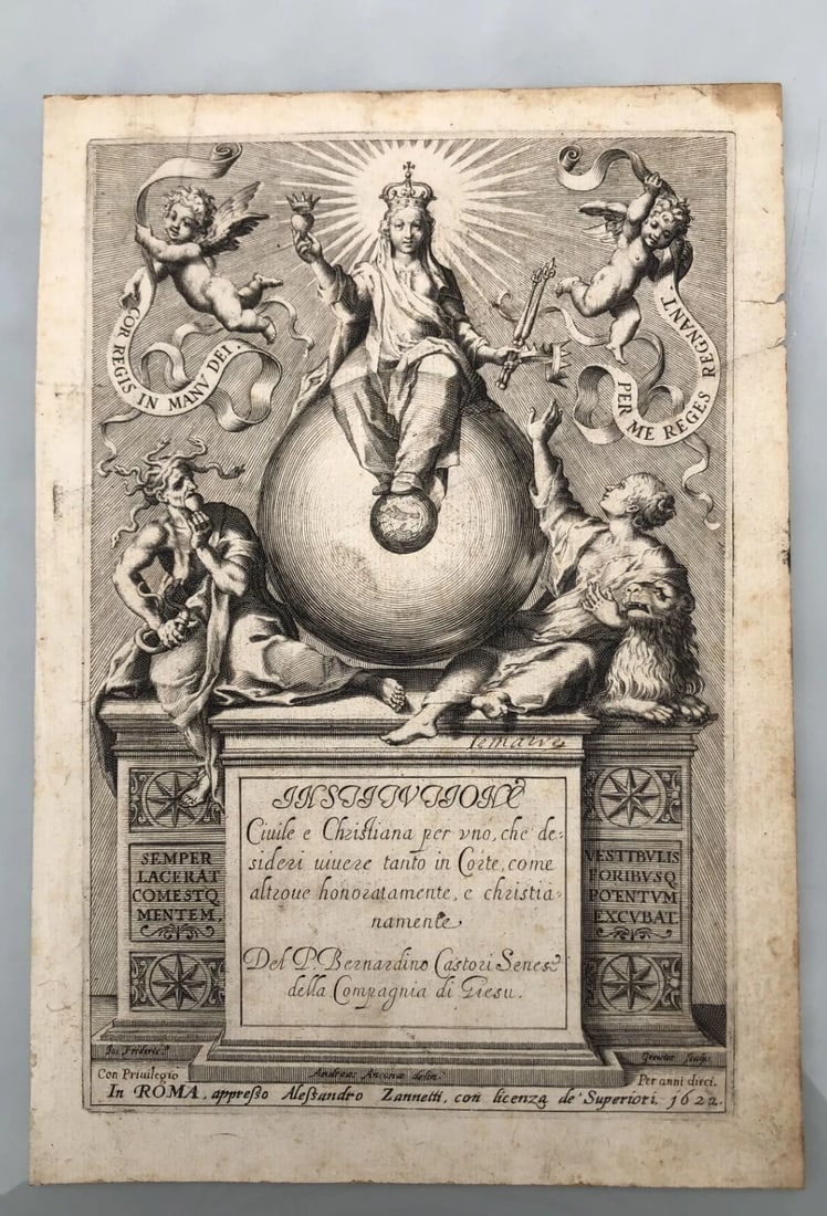 Antique Etching Original Religious, Architecture, Christian signed Architectural - 7