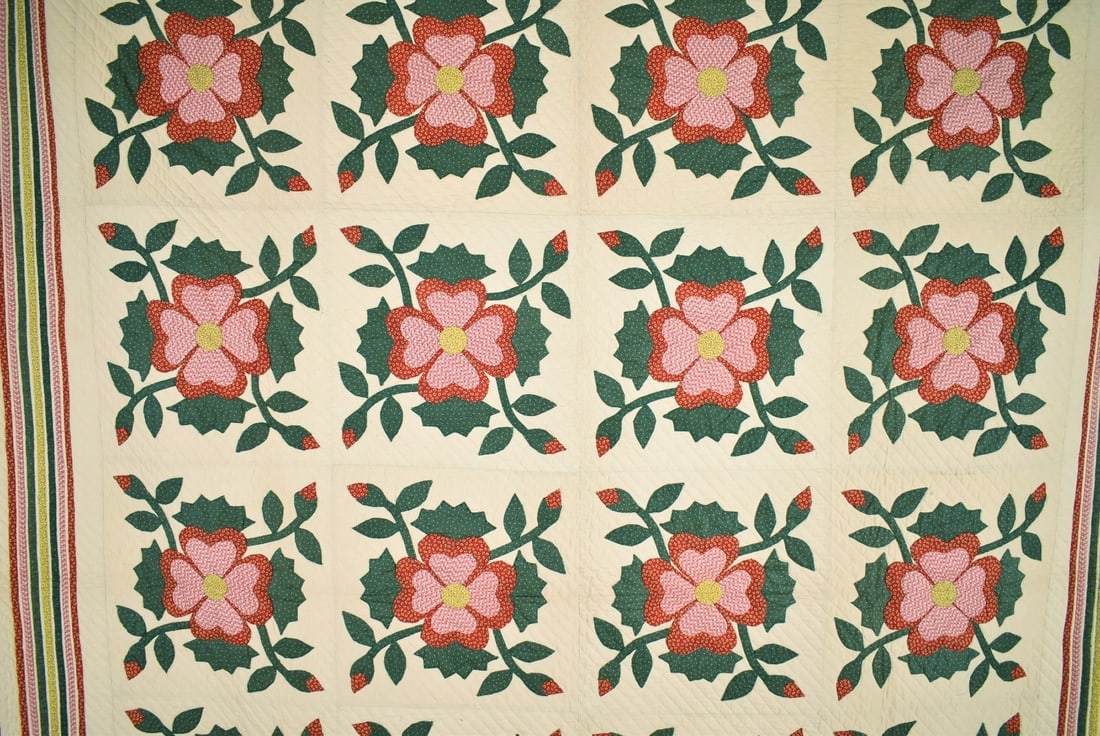 30's "Lancaster Rose" Applique Quilt - 2