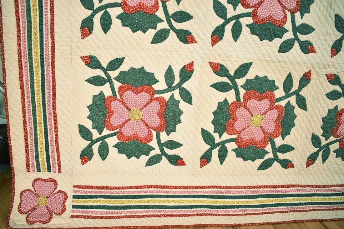 30's "Lancaster Rose" Applique Quilt - 7