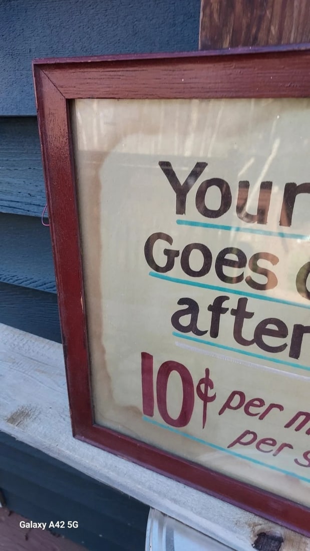 Hand Painted Clothing Sign 1930 laundry mat clothes go on storage after 30 days - 2