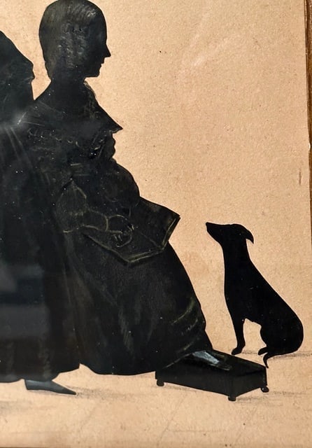 19th C. Cut Silhouette of 2 Girls & Dog - 5