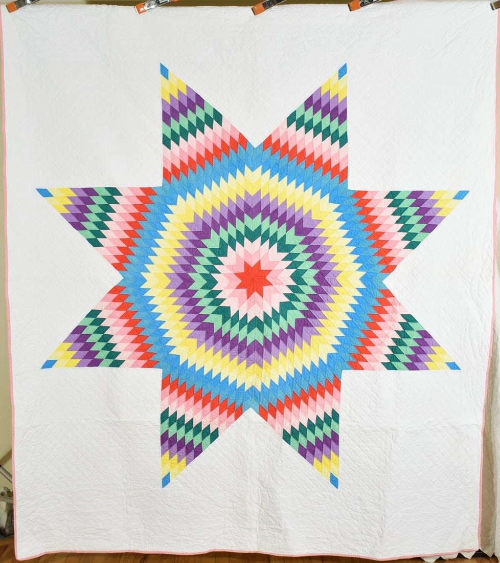 40's Lone Star Quilt, Rainbow Colors (1 of 9)