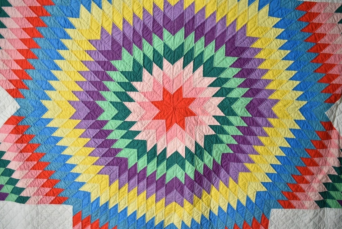 40's Lone Star Quilt, Rainbow Colors - 2