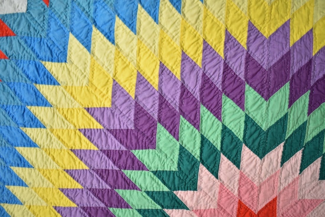 40's Lone Star Quilt, Rainbow Colors - 3