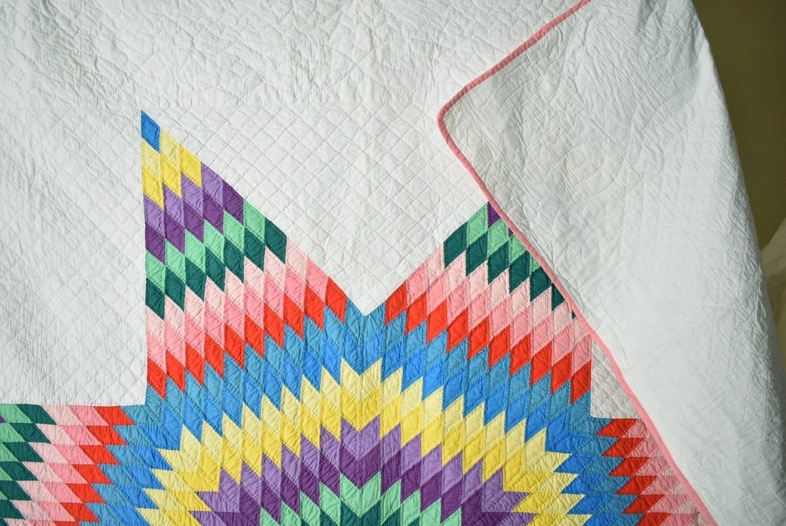 40's Lone Star Quilt, Rainbow Colors - 9