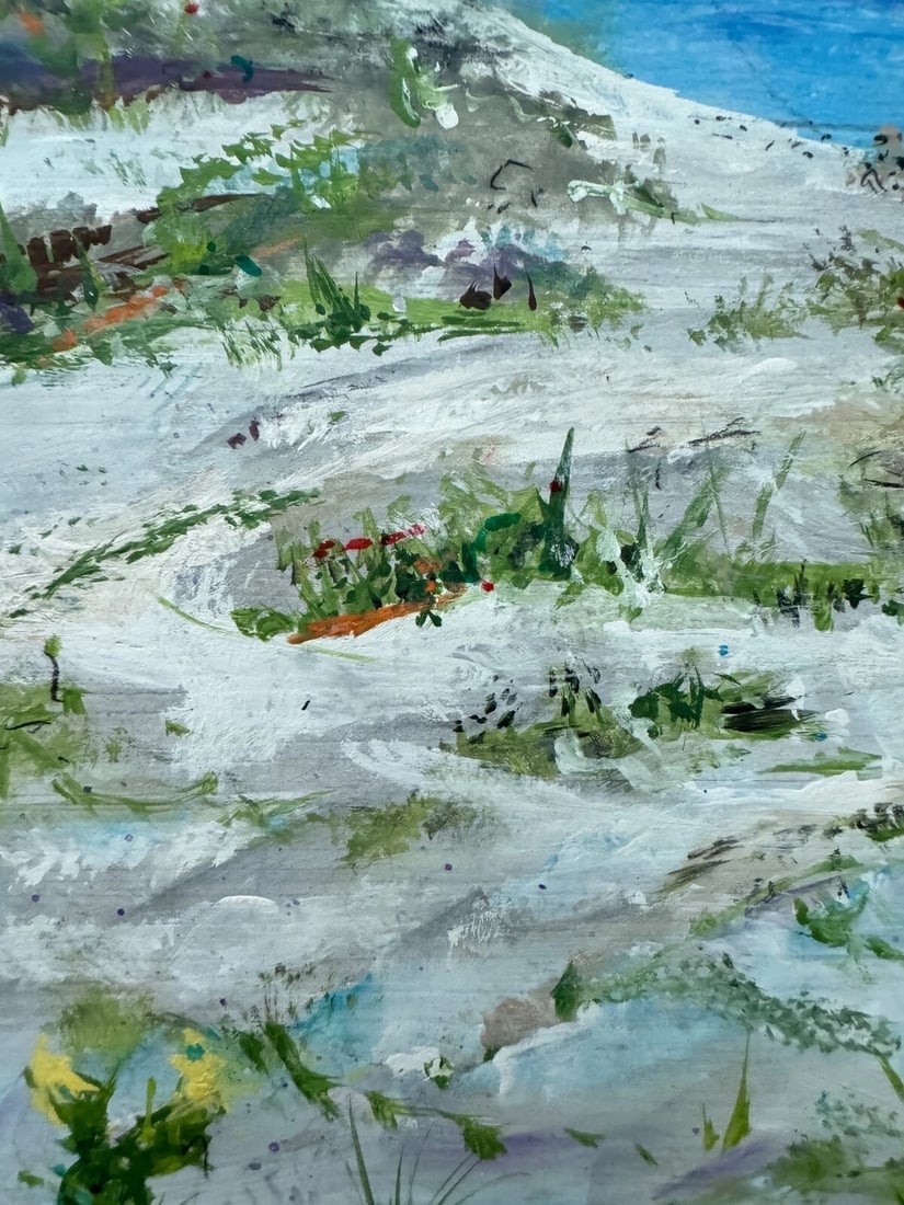 Vintage Original Oil Painting Sand Dunes Beach Sea Shore Seagulls Signed - 8