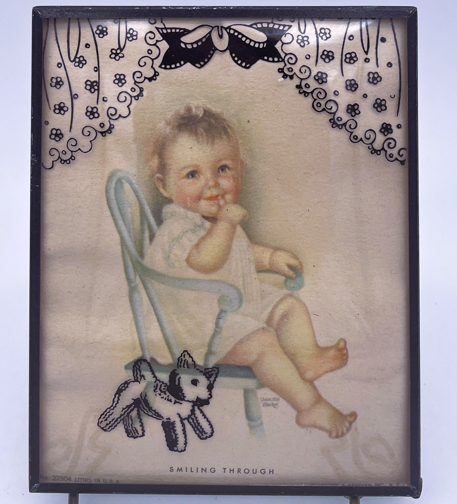 2 CHARLOTTE BECKER LITHOGRAPHS SILHOUETTE CONVEX BUBBLE FRAMES - 2