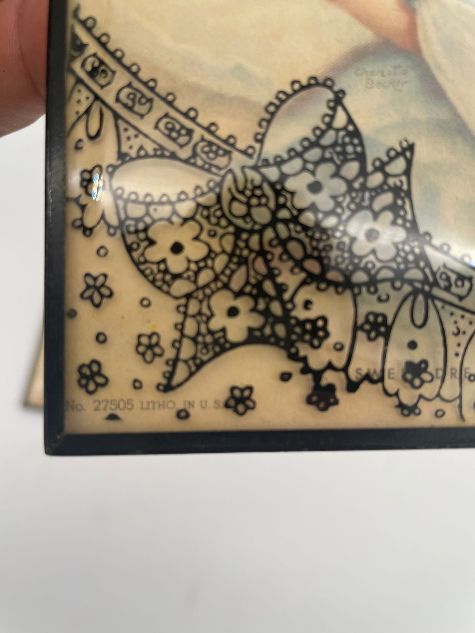 2 CHARLOTTE BECKER LITHOGRAPHS SILHOUETTE CONVEX BUBBLE FRAMES - 6