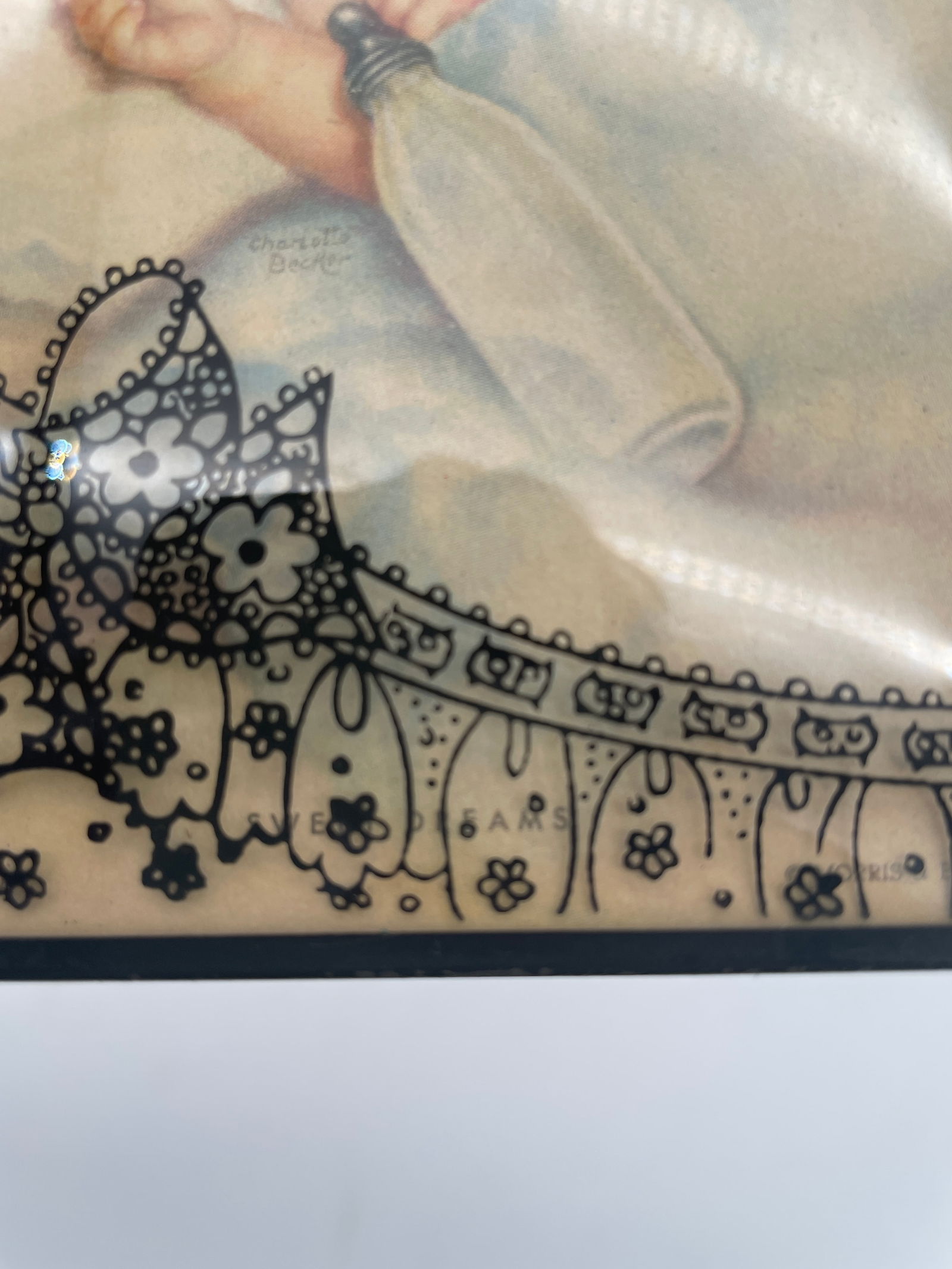 2 CHARLOTTE BECKER LITHOGRAPHS SILHOUETTE CONVEX BUBBLE FRAMES - 7