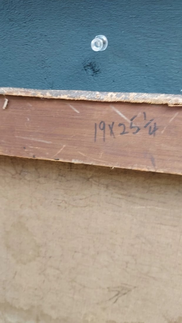 19th Century oil painting on canvas Castle On Lake - 4