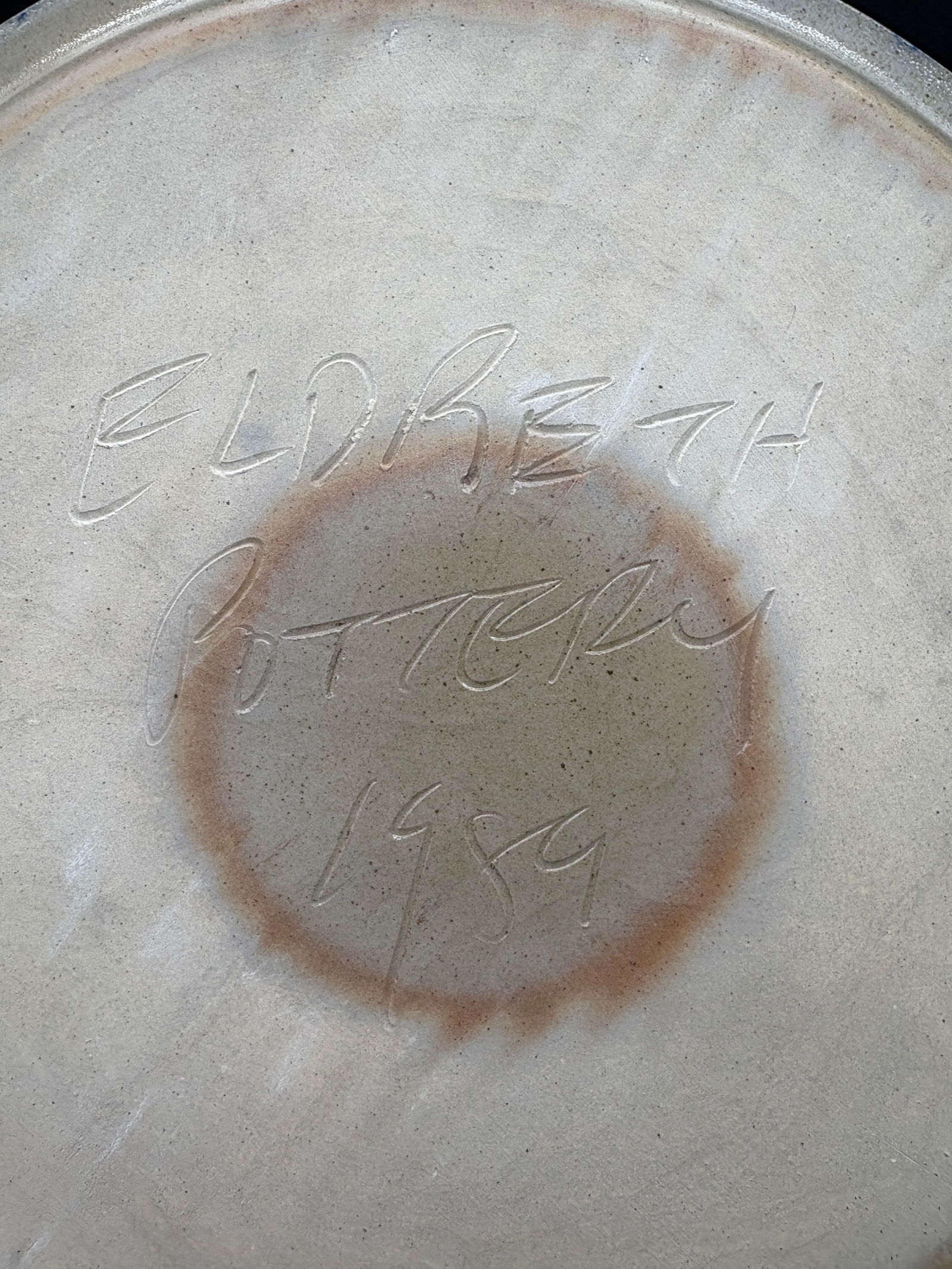 1989 Eldreth Stoneware Pottery Christmas Pie Plate - 4