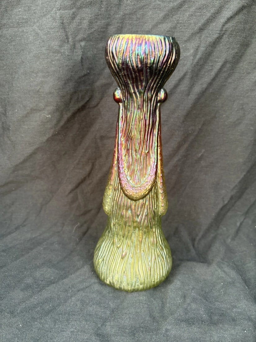 Bohemian Art Glass Vase: It is 8 7/8” and is bohemian glass that dates around 1900.It might be rindskopf art glass. It has extremely light wear on the top rim. Otherwise it has no other issues Shipping:Domestic: