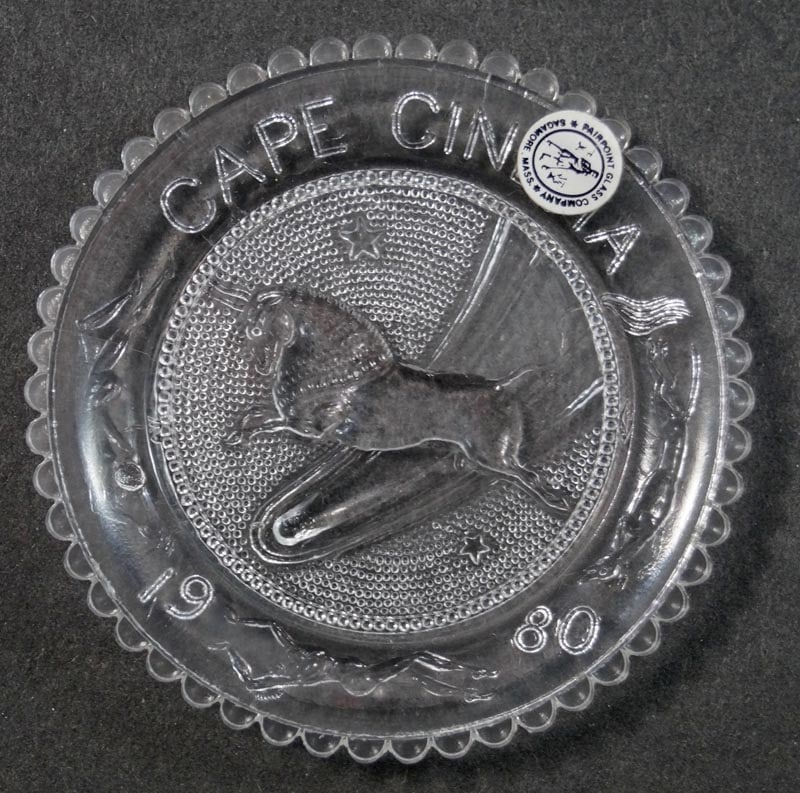 Cape Cinema Theater Pairpoint Cup Plate Dennis, MA: Title: Cape Cinema Theater Pairpoint Cup Plate Dennis, MADimension: App. 3 1/2 " DiameterDate: ---Additional Information: Offering a Pairpoint Cup Plate, produced in 1980, Cape Cinema's Taurus Bull