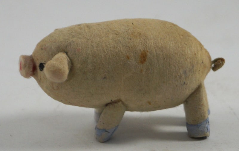 Antique Spun Cotton Pig Occupied Japan Putz - 2