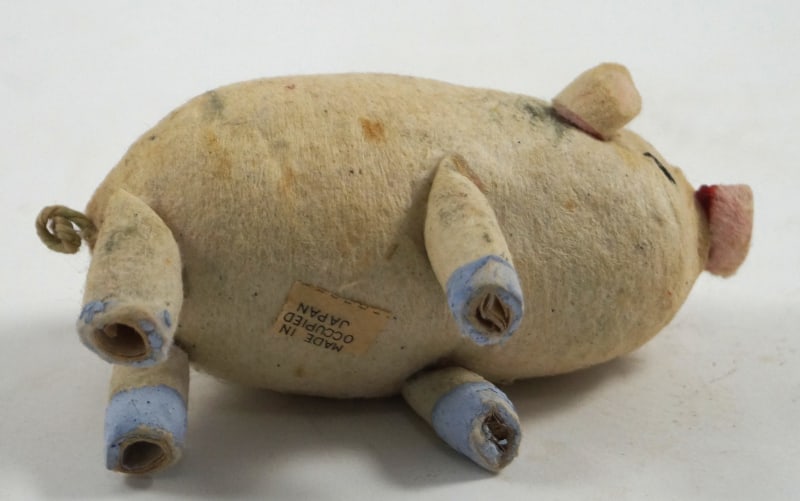 Antique Spun Cotton Pig Occupied Japan Putz - 6