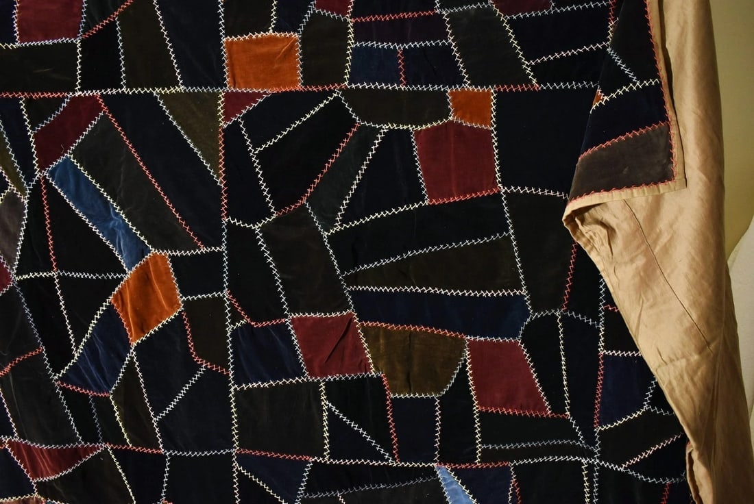1910's Velvet Crazy Quilt - 9