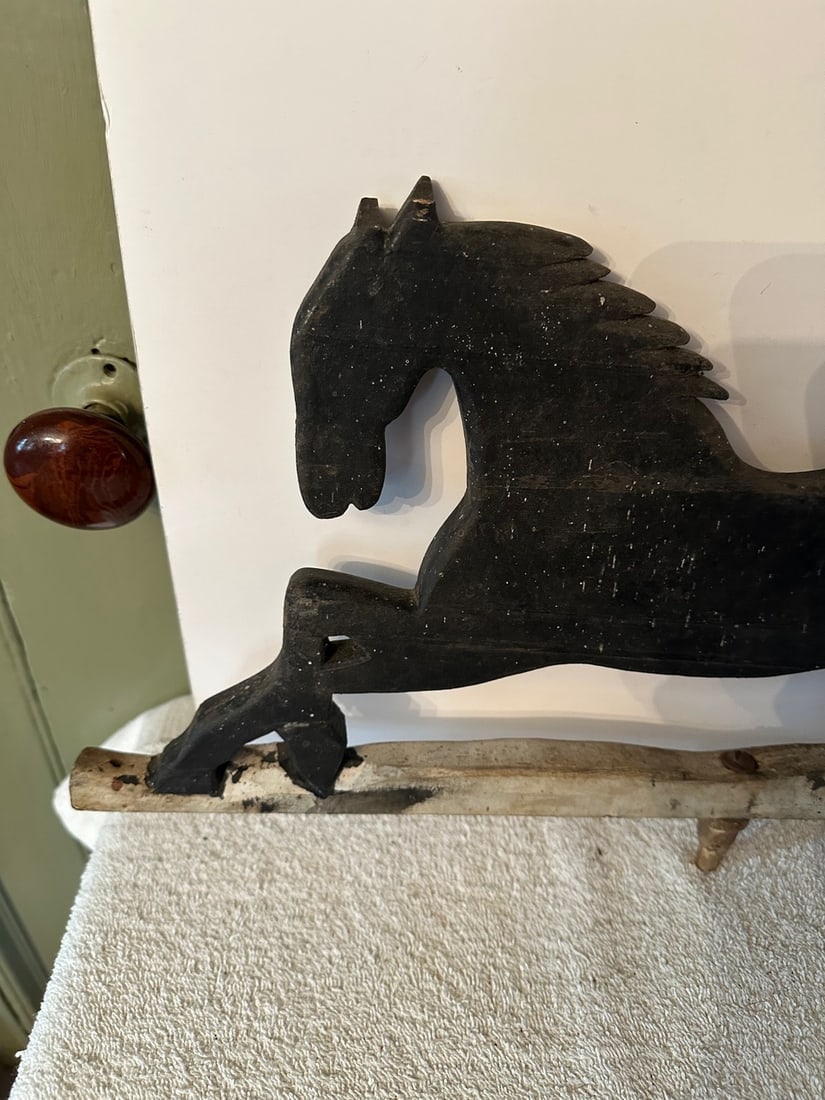 . Wooden Running Horse Weathervane Fragment - 5