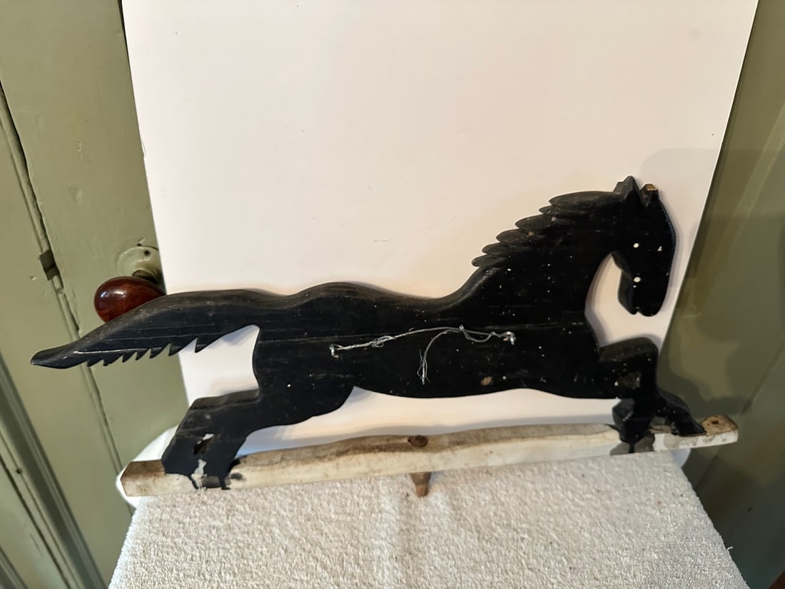 . Wooden Running Horse Weathervane Fragment - 6