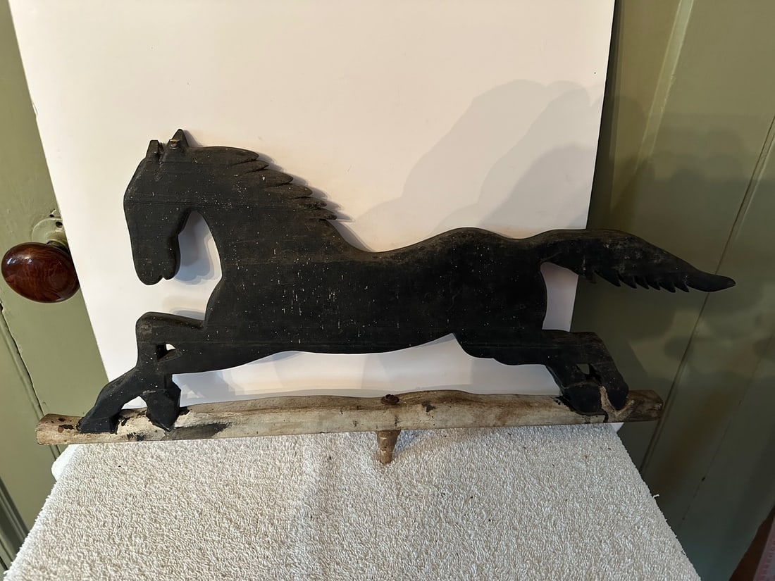. Wooden Running Horse Weathervane Fragment - 7