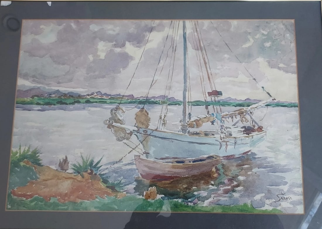 Listed Artist Charles Sarka Watercolor: Great look to this watercolor . Well listed artist. Charles Sarka was born in Chicago 1879-1960. Measures approximately 15 x 21"plus matte and frame' Shipping charges include insurance. 