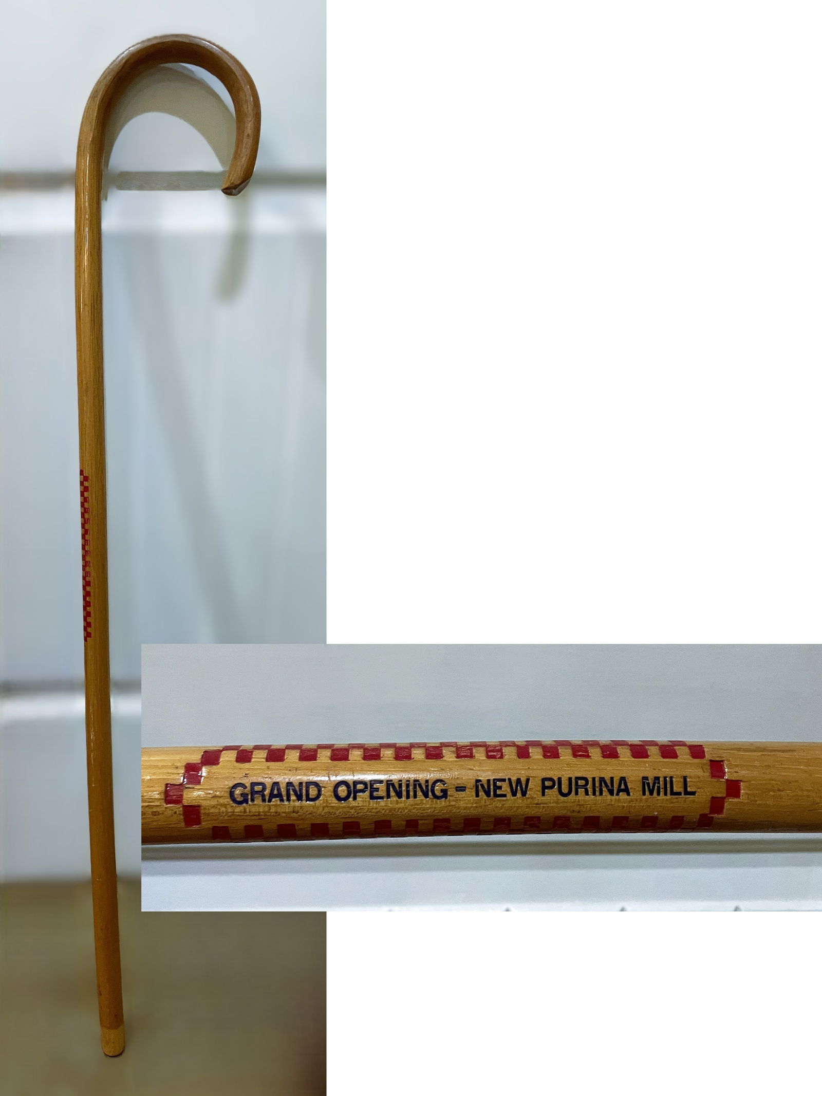 1950'S PURINA ADVERTISING CANE: Date/Period: APPROX 1950'SDimension: approx. 37"Material: WOODAdditional Information: 1950'S PURINA PROMO ADVERTISING COLLECTIBLE WOOD CANE Shipping:Domestic: Flat-rate of $20.00 to anywhere within