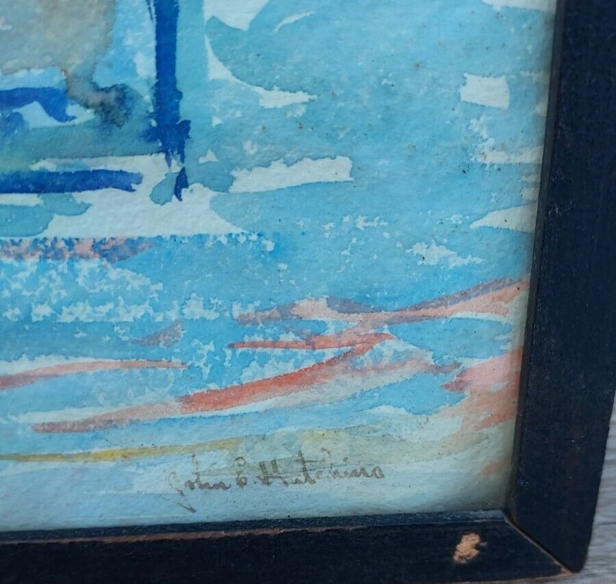 19th century Watercolor scene house Tropical John Eddy Hutchins born 1891 - 3