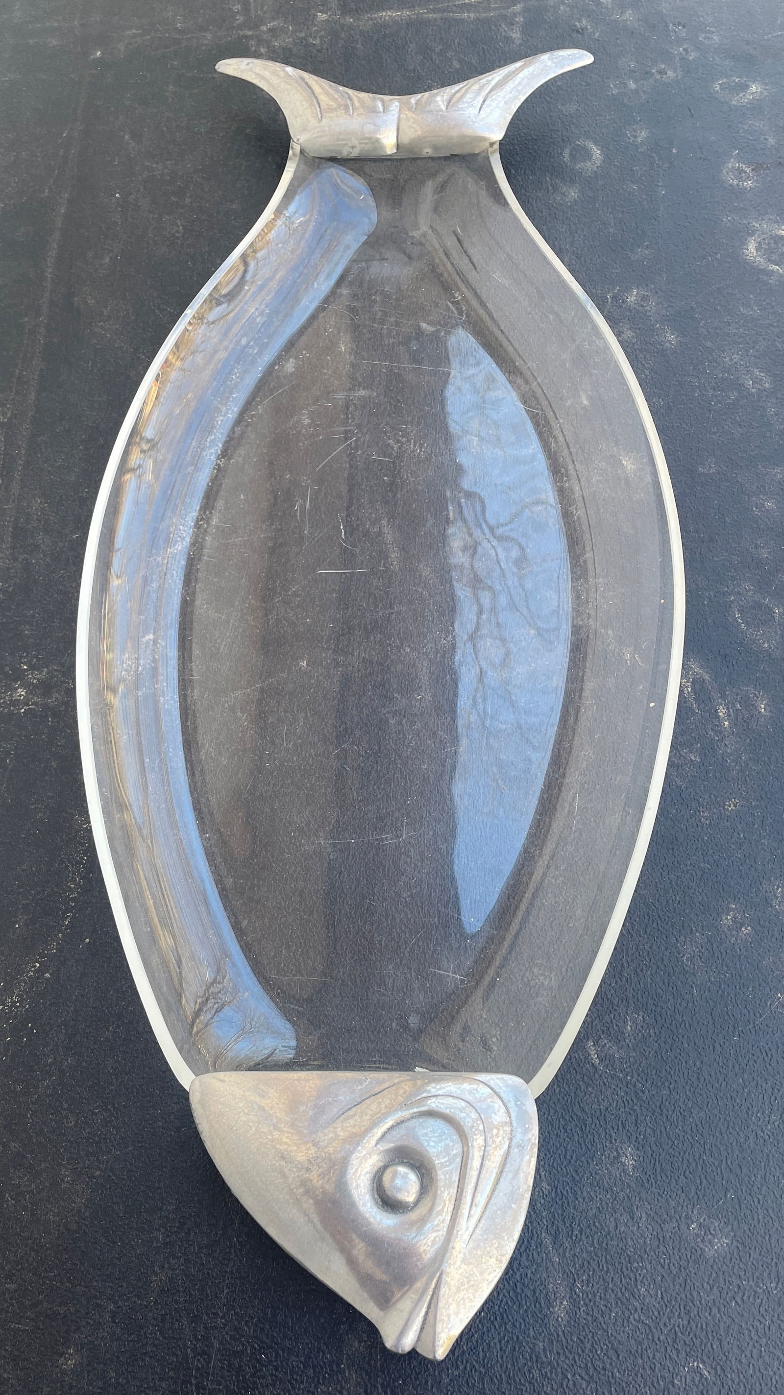 MCM Lucite & Metal Fish Platter - 5