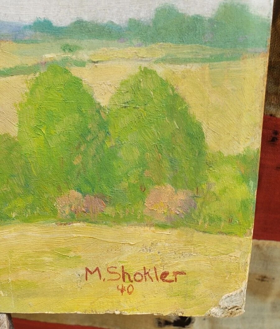 Morris Stokler(1893-1972) Oil Board Landscape Great Colors 1940 painting - 2