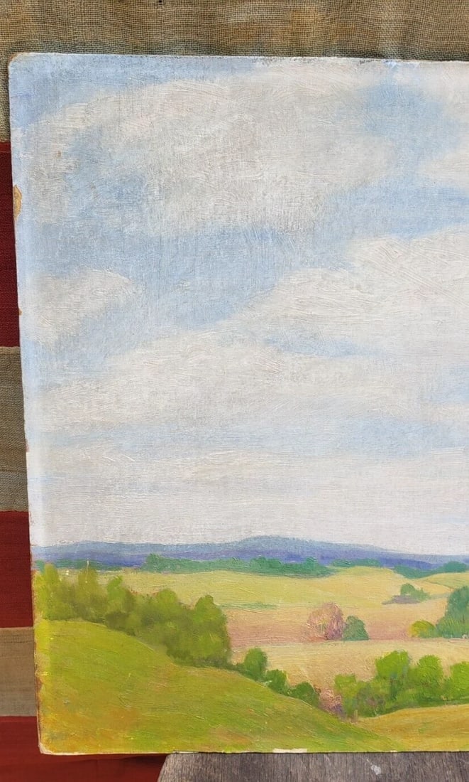 Morris Stokler(1893-1972) Oil Board Landscape Great Colors 1940 painting - 3