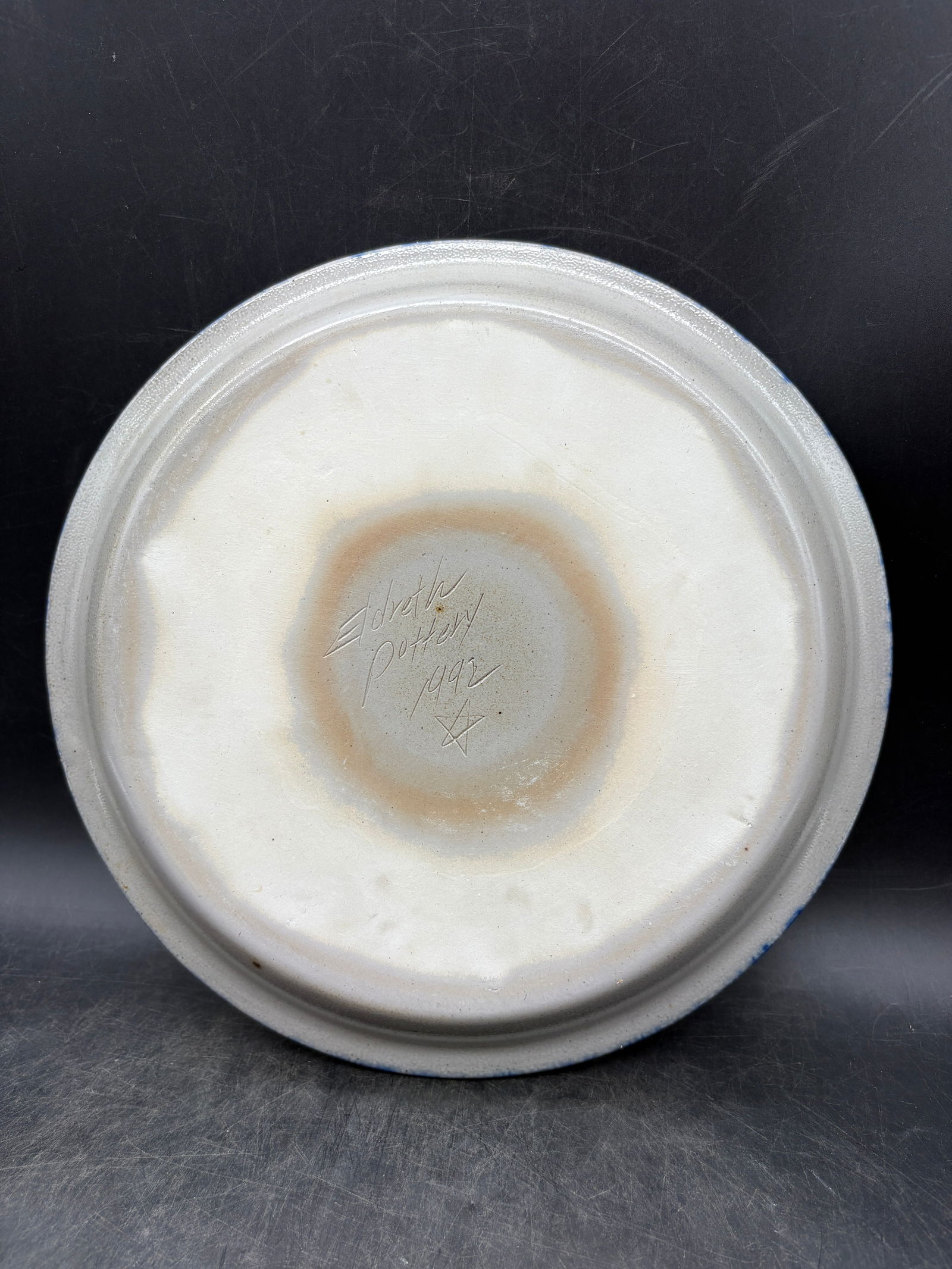 1992 Eldreth Stoneware Pottery Christmas Pie Plate - 3
