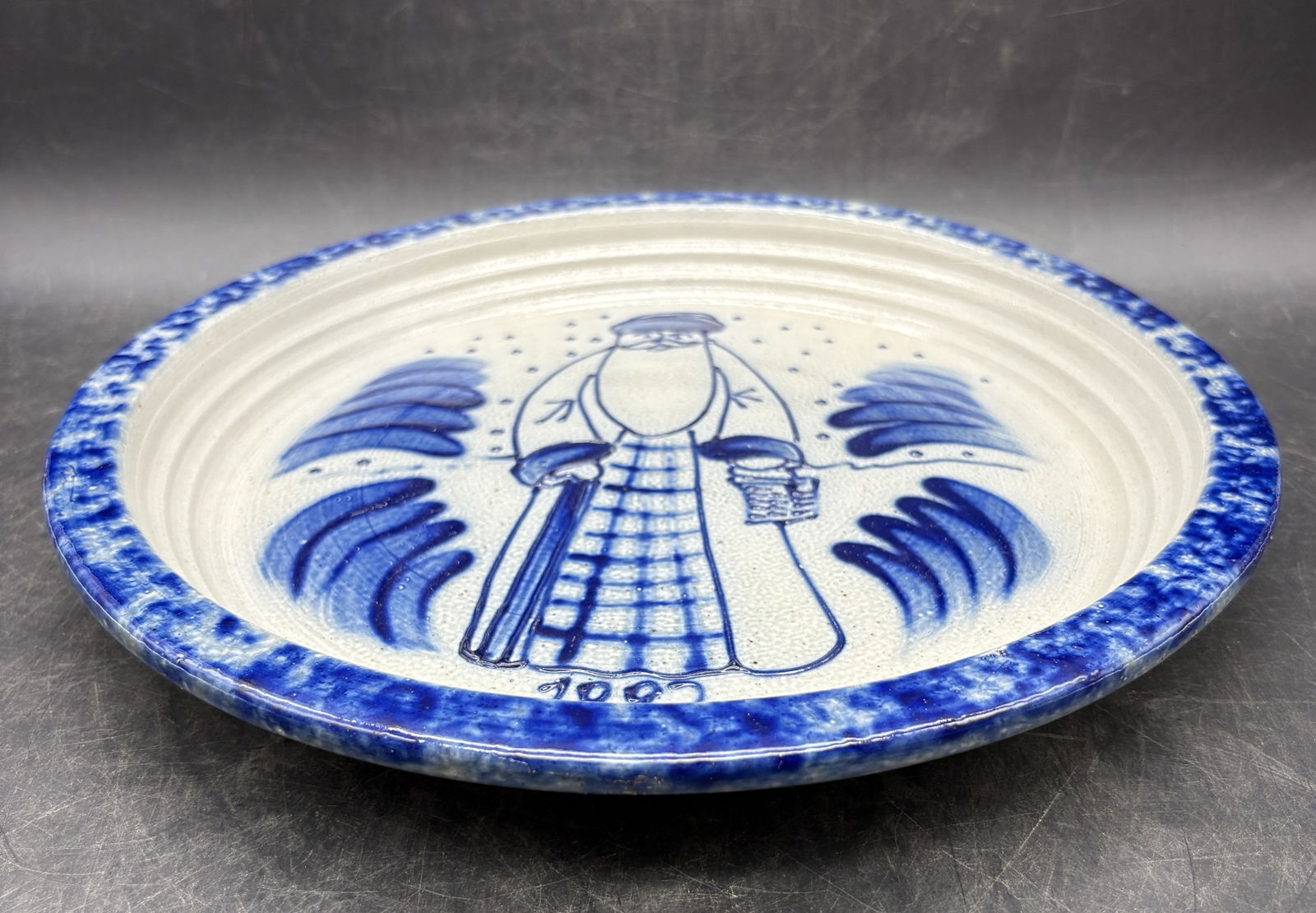 1992 Eldreth Stoneware Pottery Christmas Pie Plate - 5